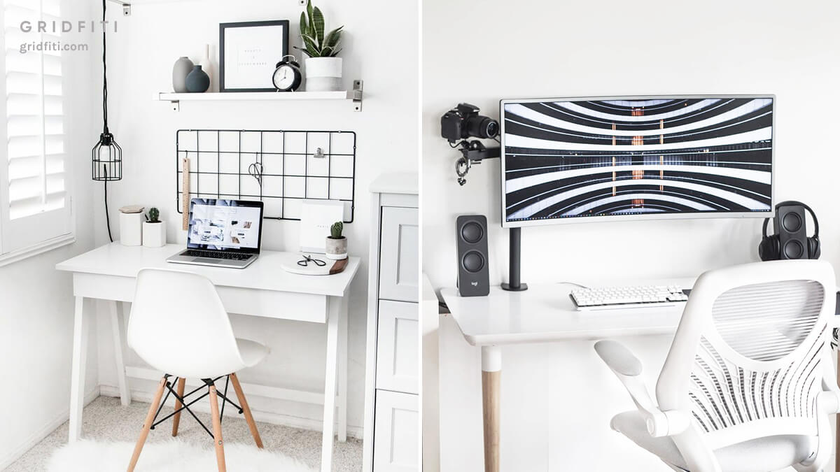 Minimalist All-White Desk Setup