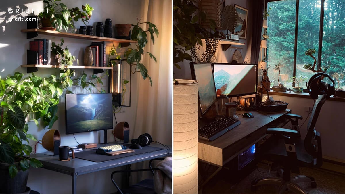Plant Themed Home Office Desk Setup