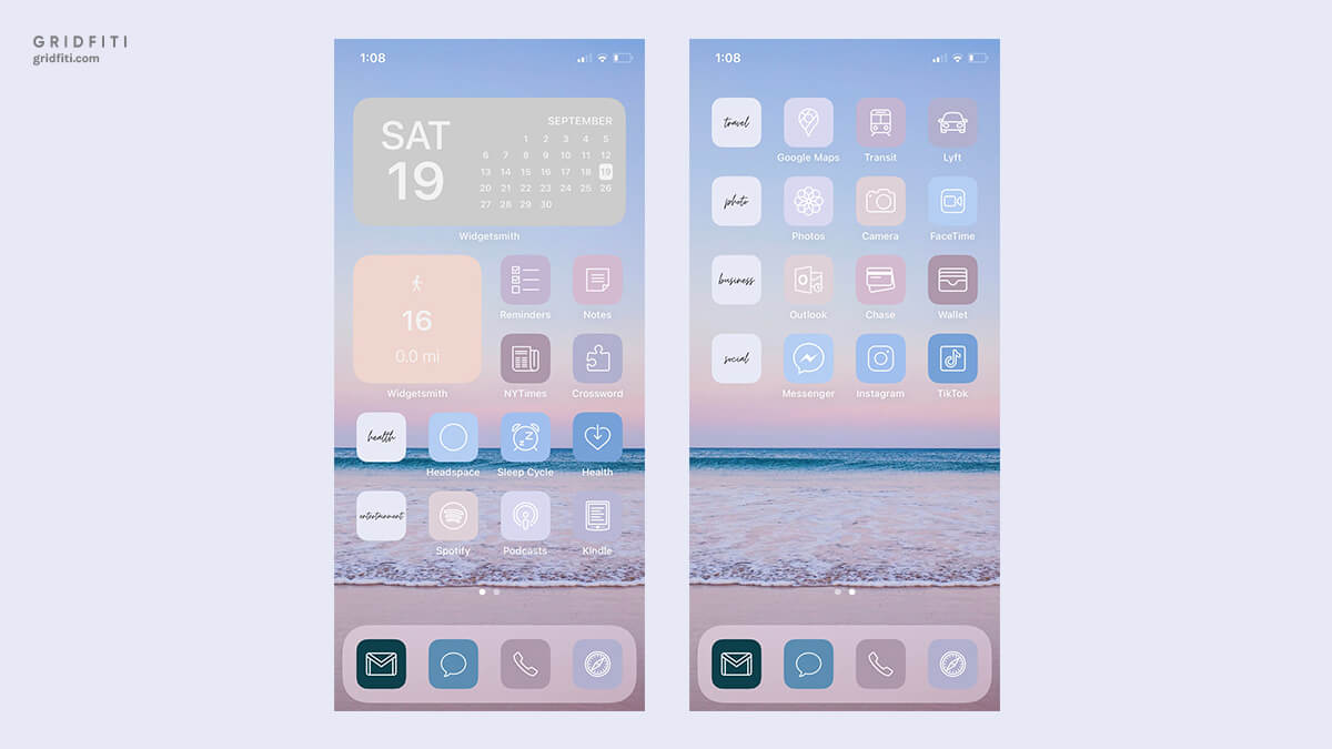 Beach Pastel Aesthetic iOS App Icons
