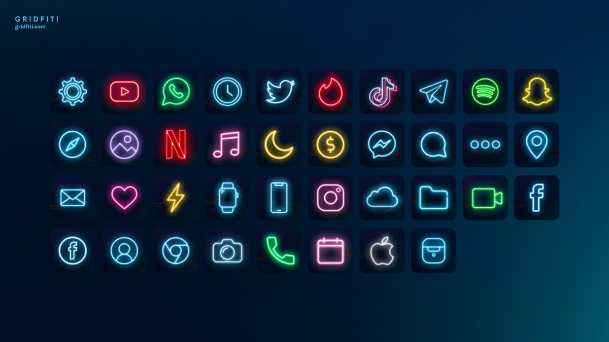 iOS 14 Neon app icons