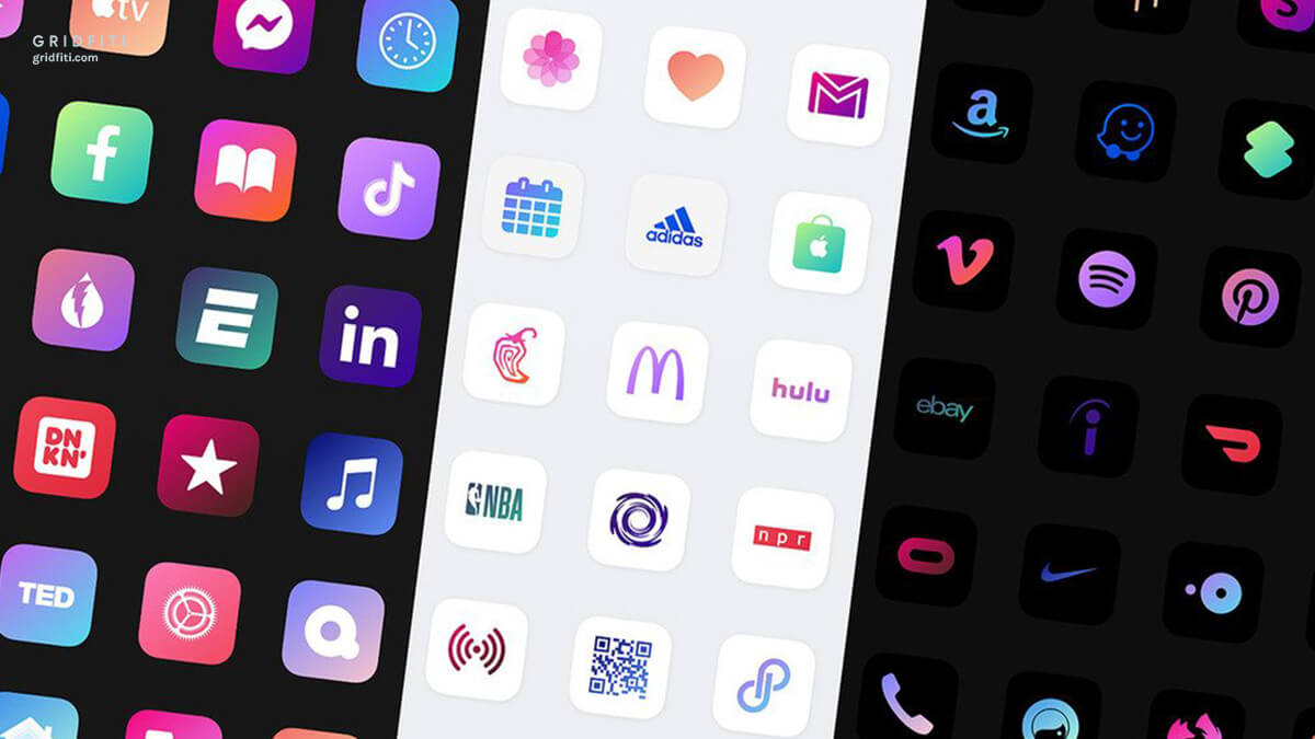 Dark & Light Theme App Icons with gradients