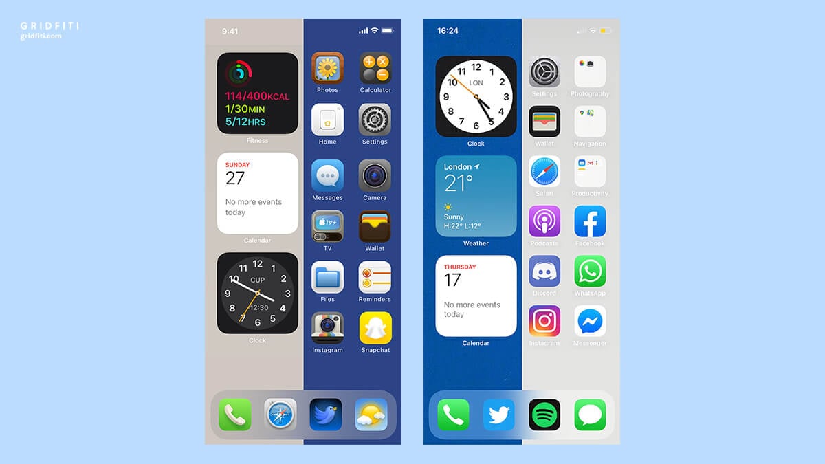 Split Colored Wallpaper Home Screen Layout