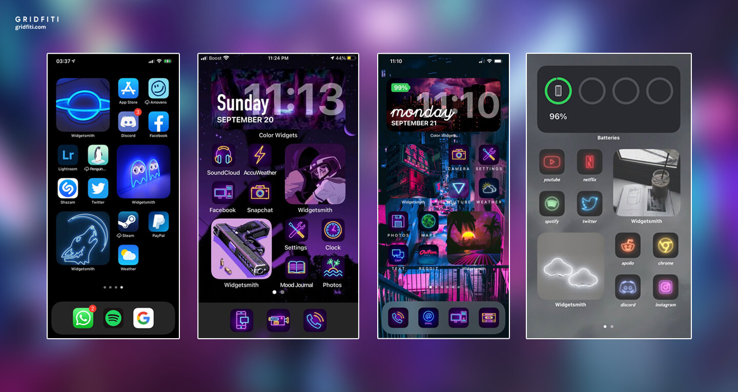 Neon iOS 14 Themes & Cyberpunk iPhone Home Screen Ideas