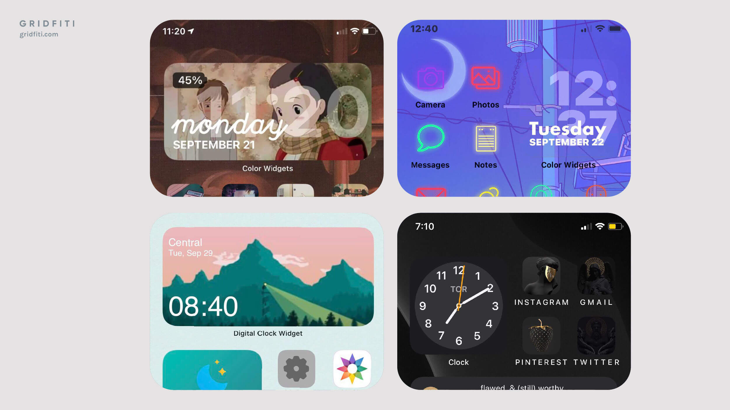 Aesthetic iOS 14 Clock Widgets