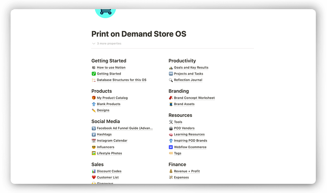 Print on Demand Notion Template