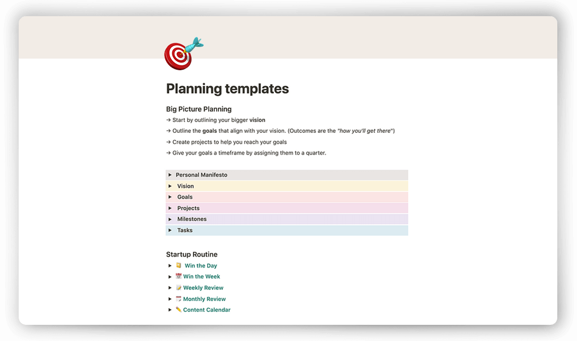 Notion Goal Planning