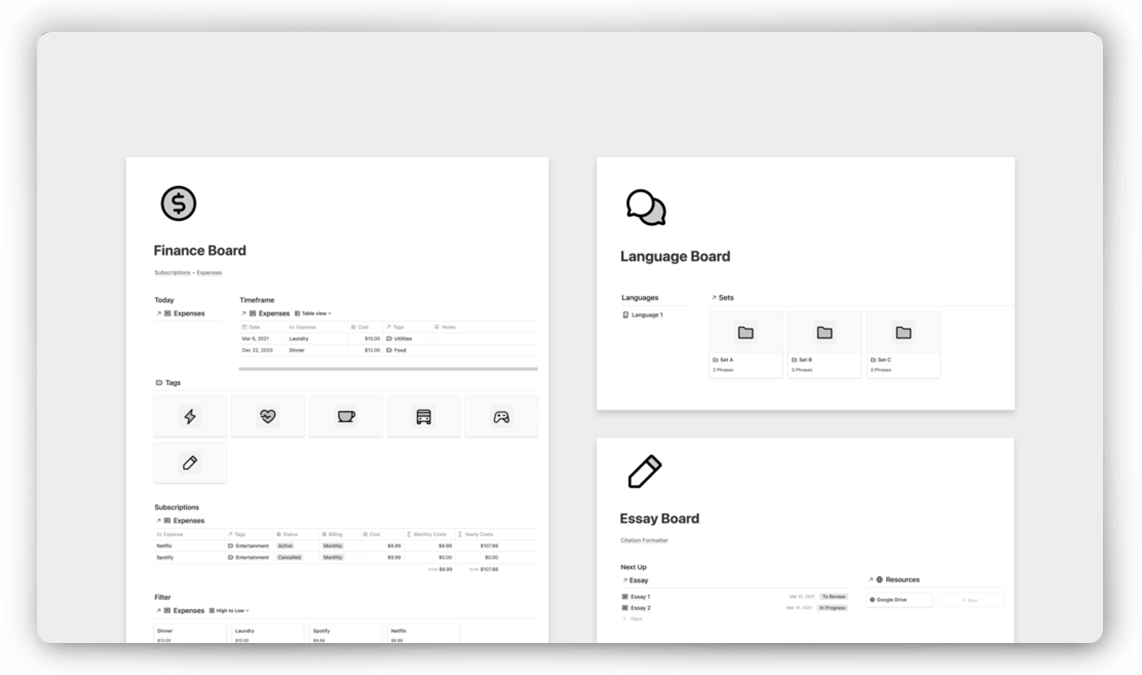 Notion Student Template Pack