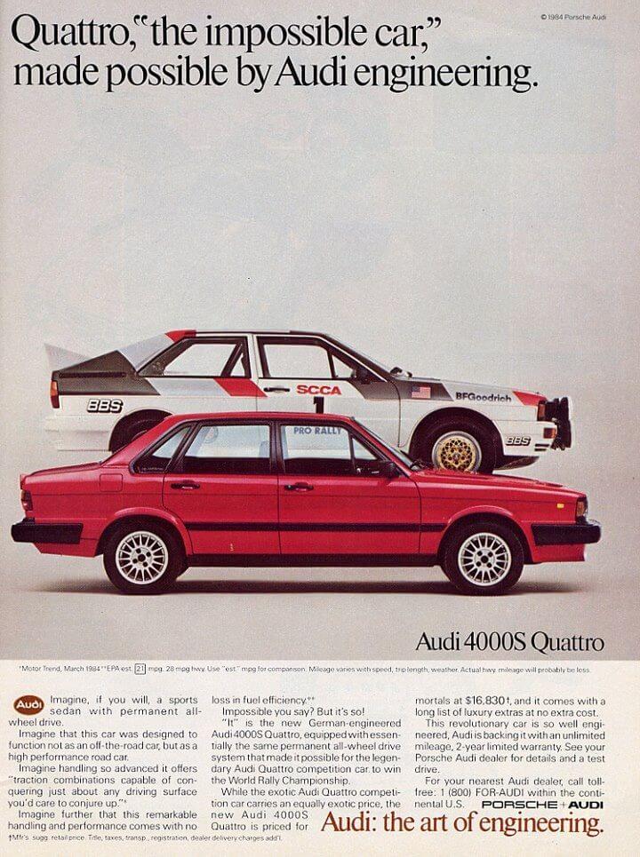 Audi Quattro Vintage Car Ads