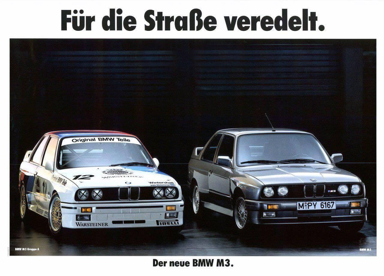 BMW E30 M3 Retro Car Ad