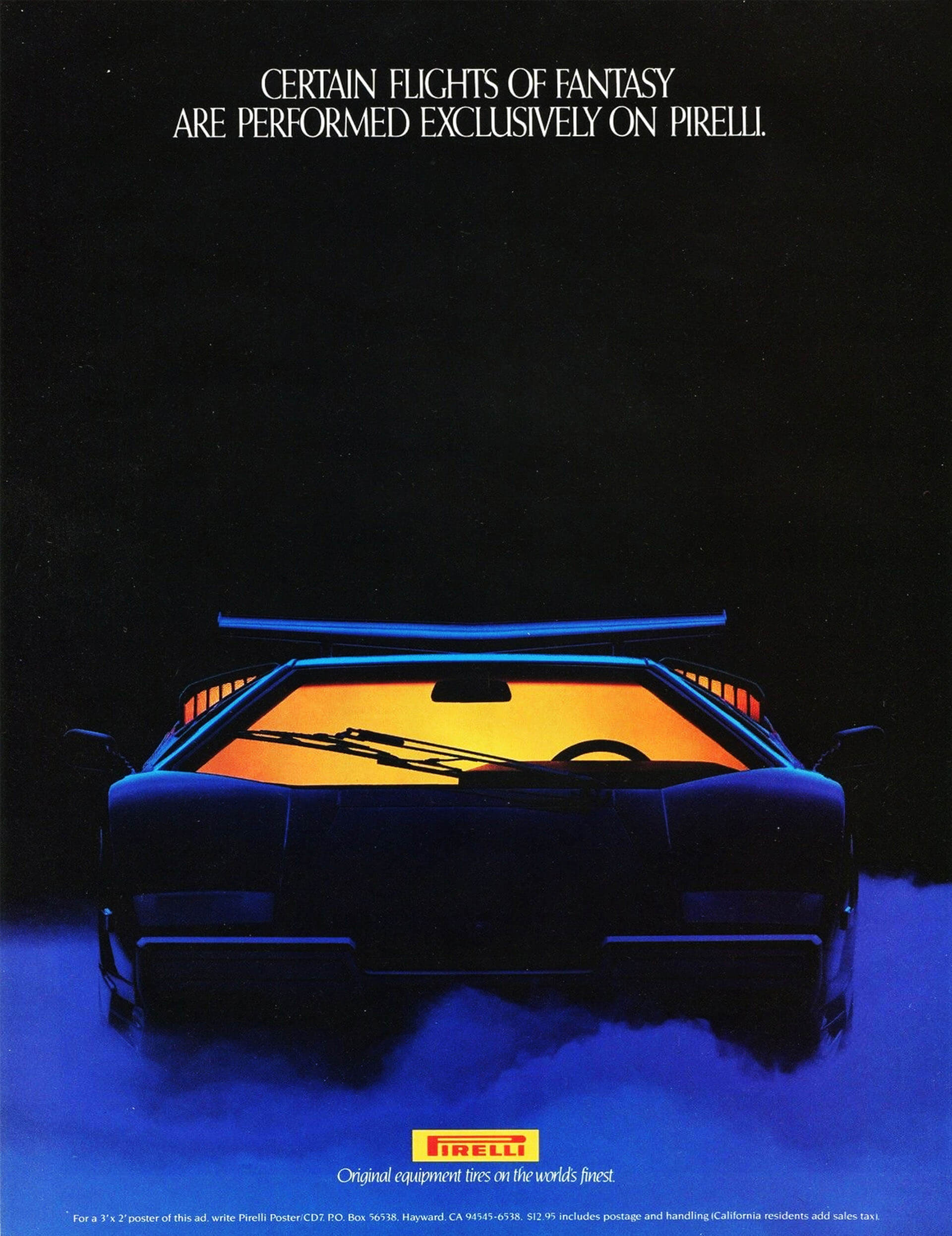 Pirelli's Lamborghini Countach Flight Retro Car Ad