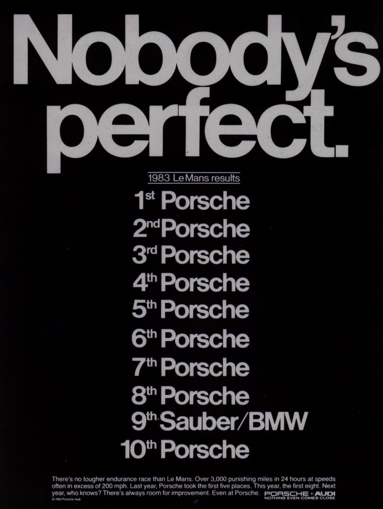 Nobodys Perfect Iconic Porsche Car Ads