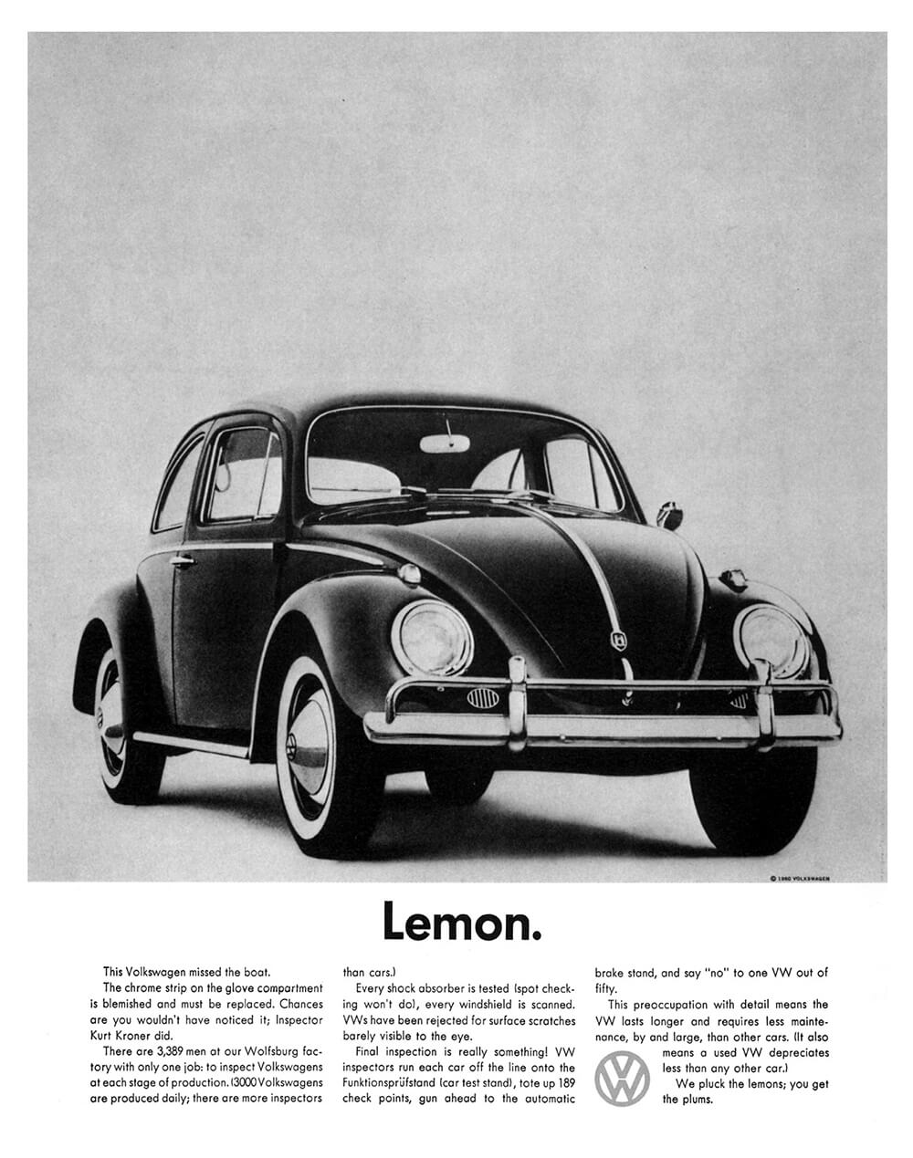 Volkswagen Lemon Vintage Car Ad