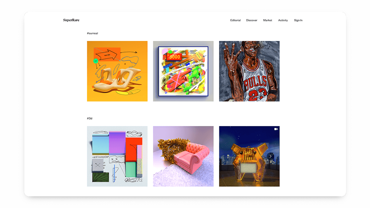 SuperRare curated NFT marketplace