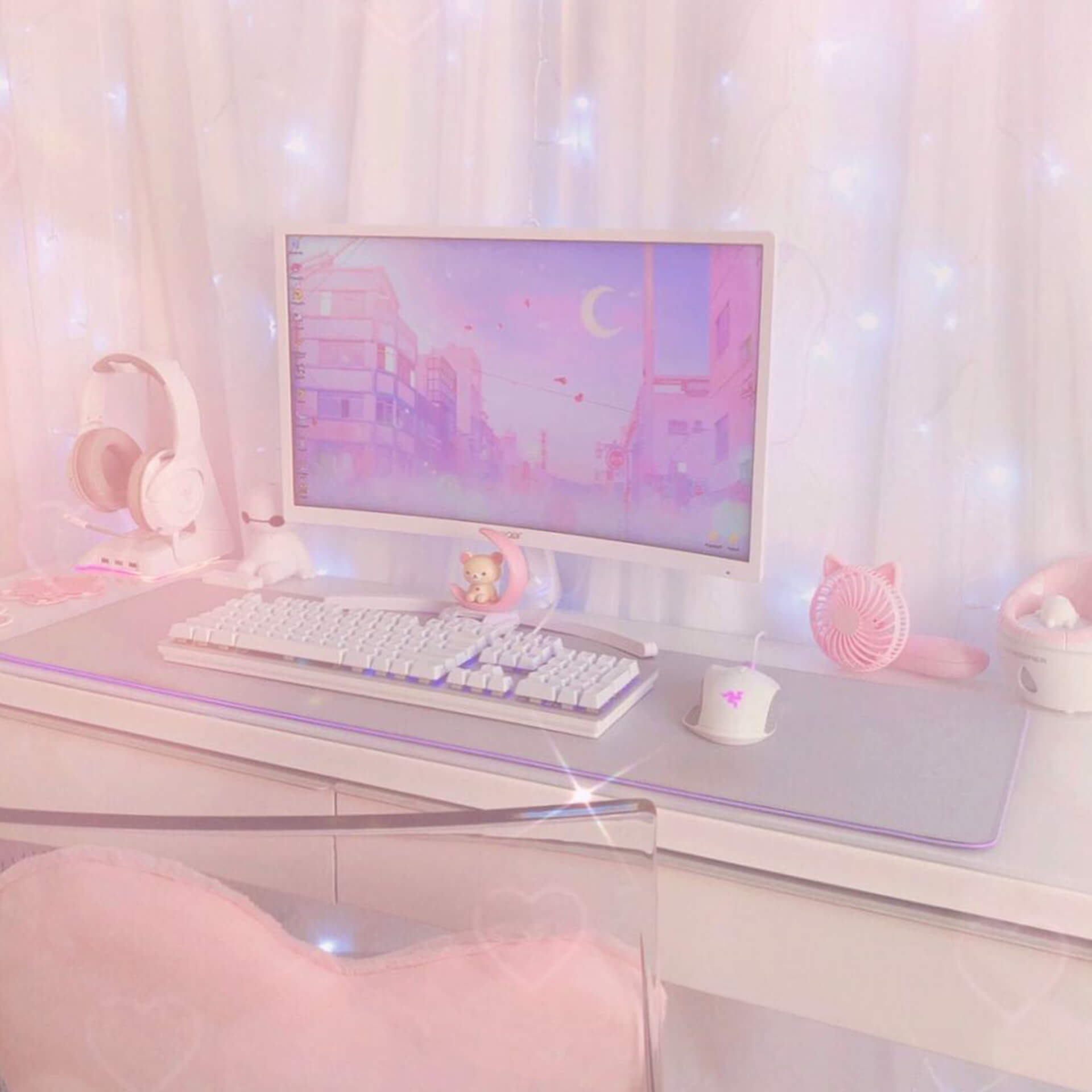 Pink shop desk aesthetic