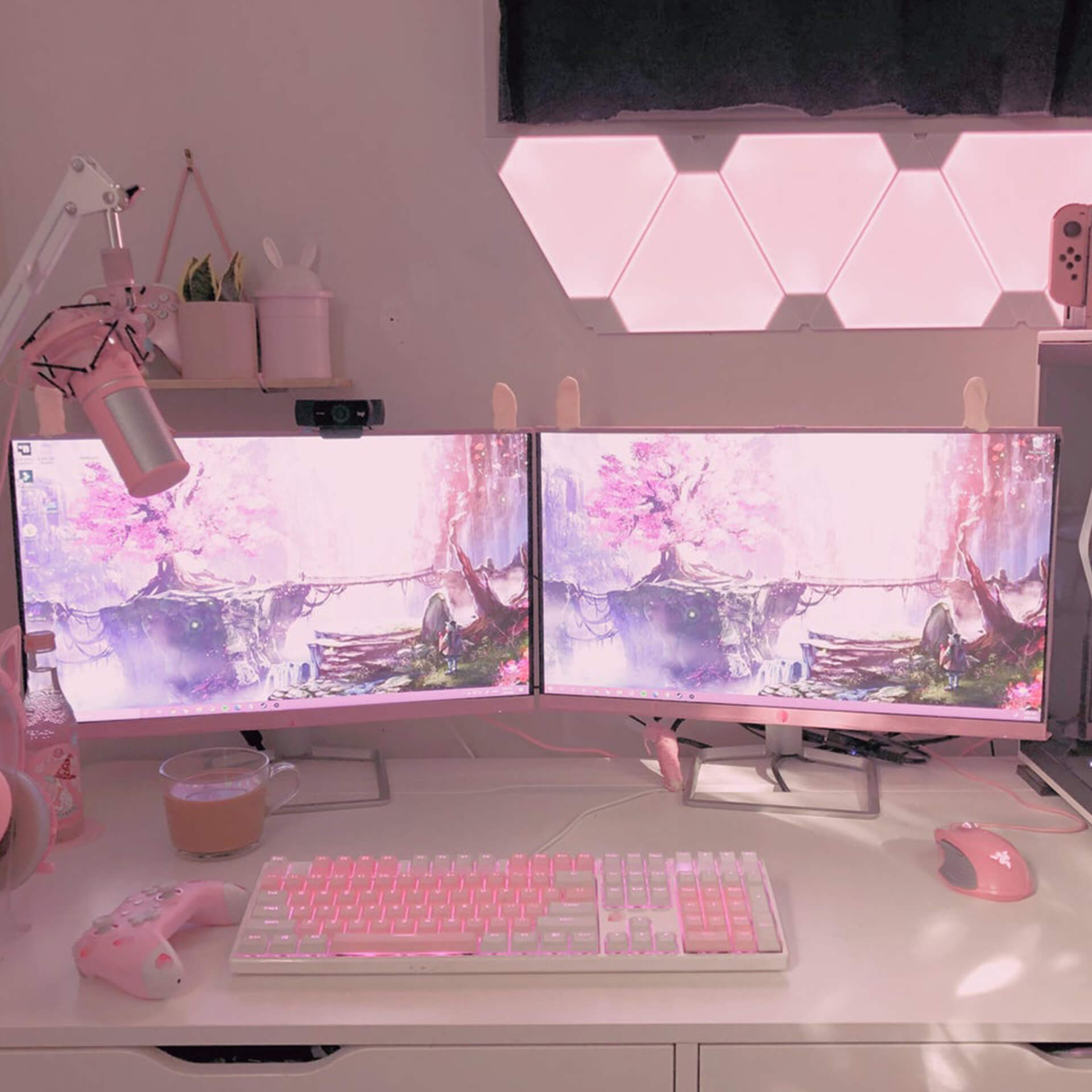 Pink Gaming Aesthetic Desk Setup
