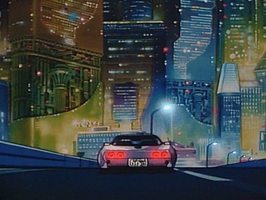 80s Anime Car Night drive on tumblr - Wallpaper Anime 2022