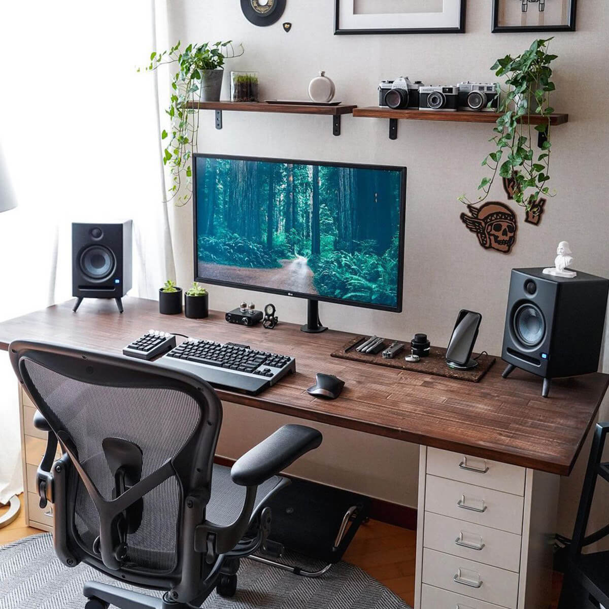 Wood Gaming Desk Setup