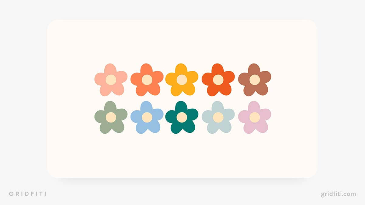 Aesthetic Retro Flower Notion Icons