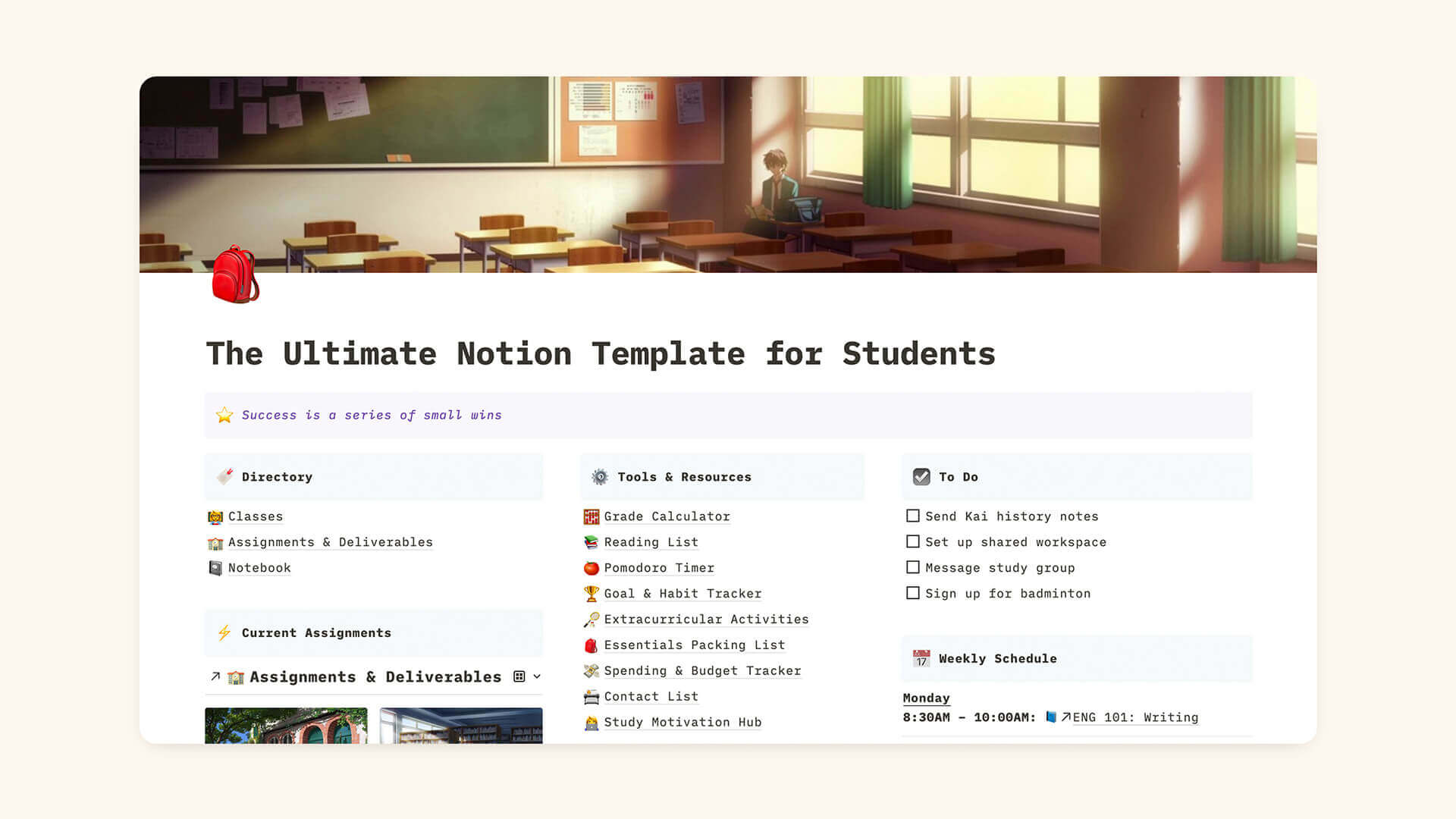 notion templates aesthetic student