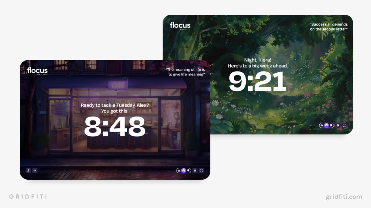 Aesthetic Flocus Clock Dashboard