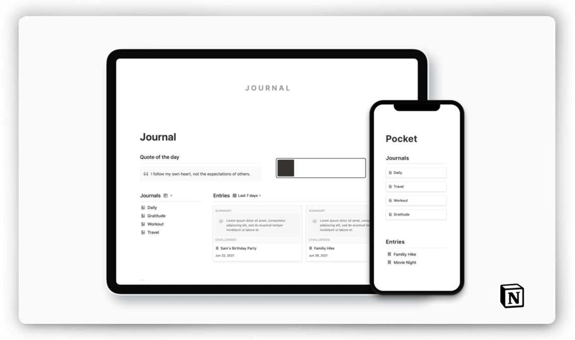 Minimal Notion Journal Template