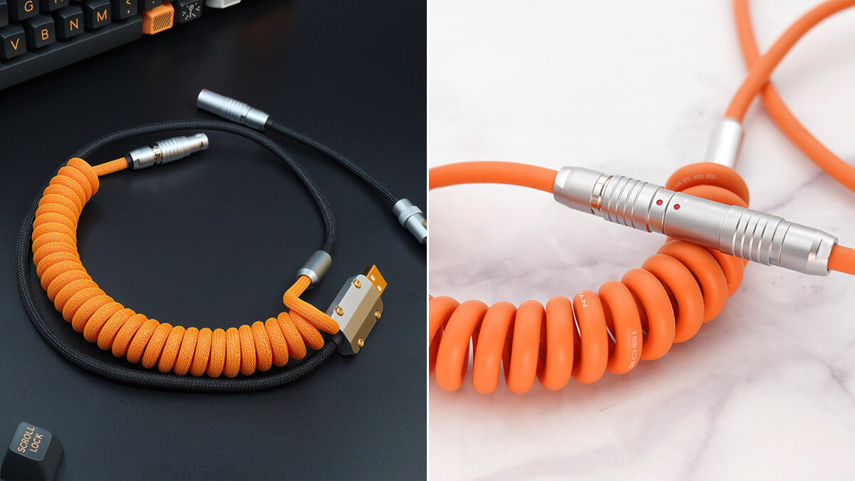 Orange Coiled Keyboard Cables