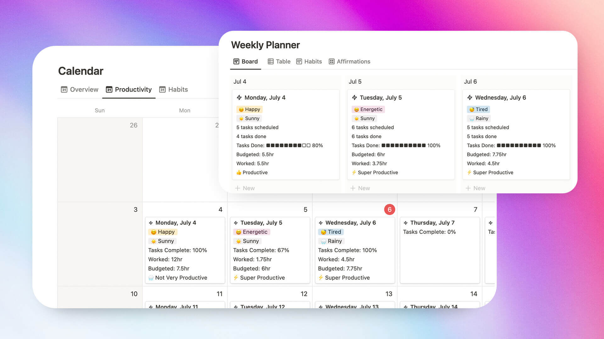 Schedule Template Notion