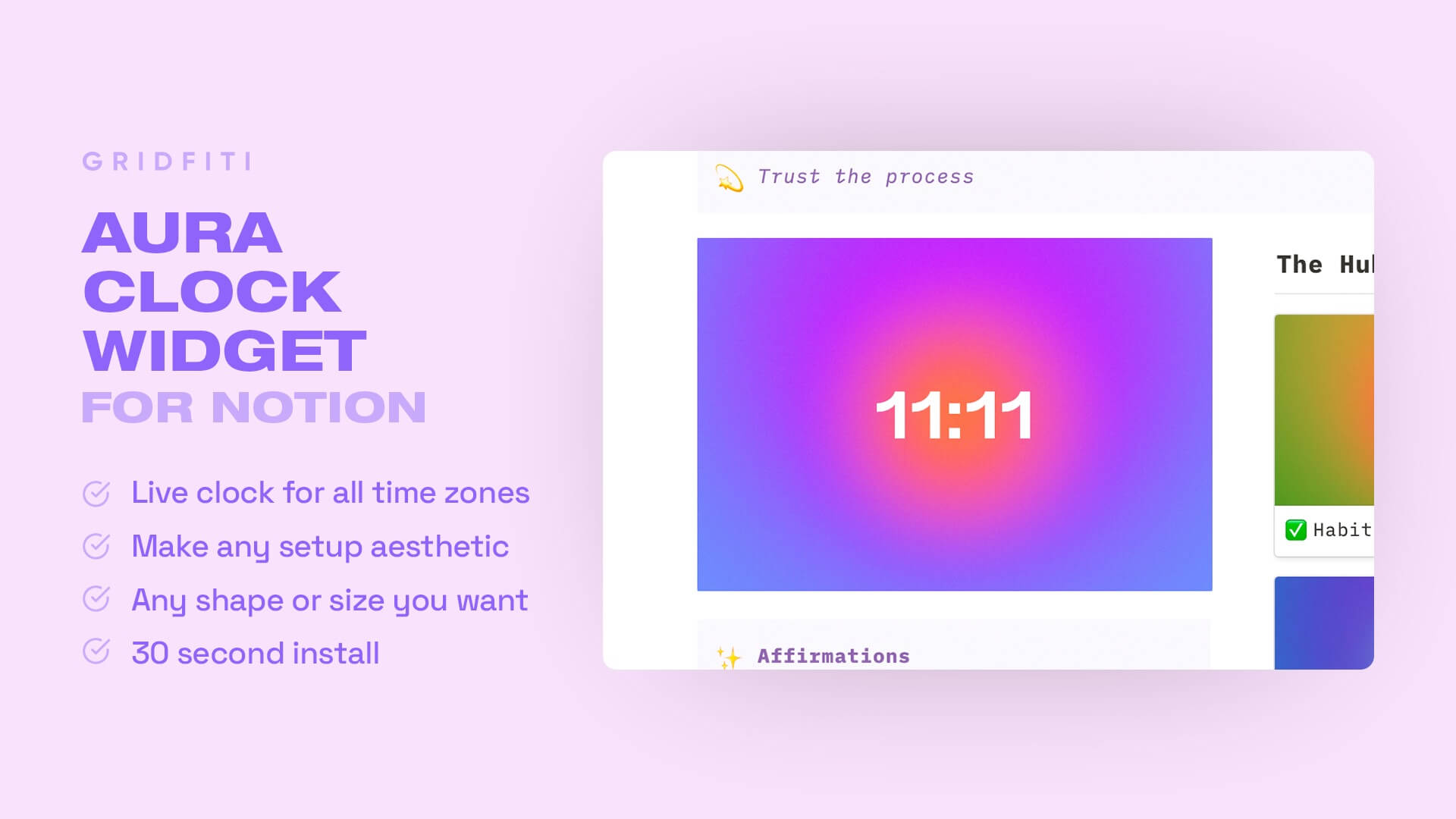 Aesthetic Clock Widget for Notion