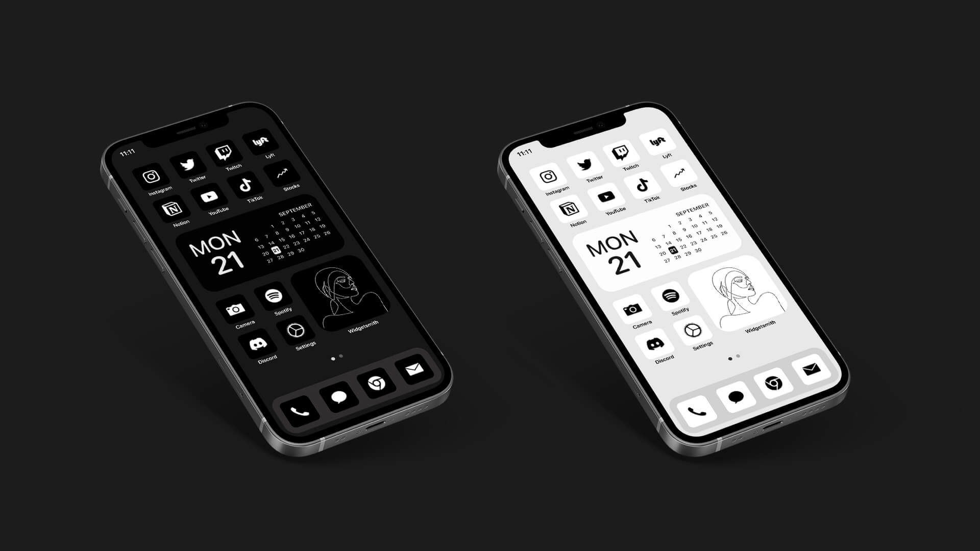 Minimal Monochrome iOS Home Screen Idea