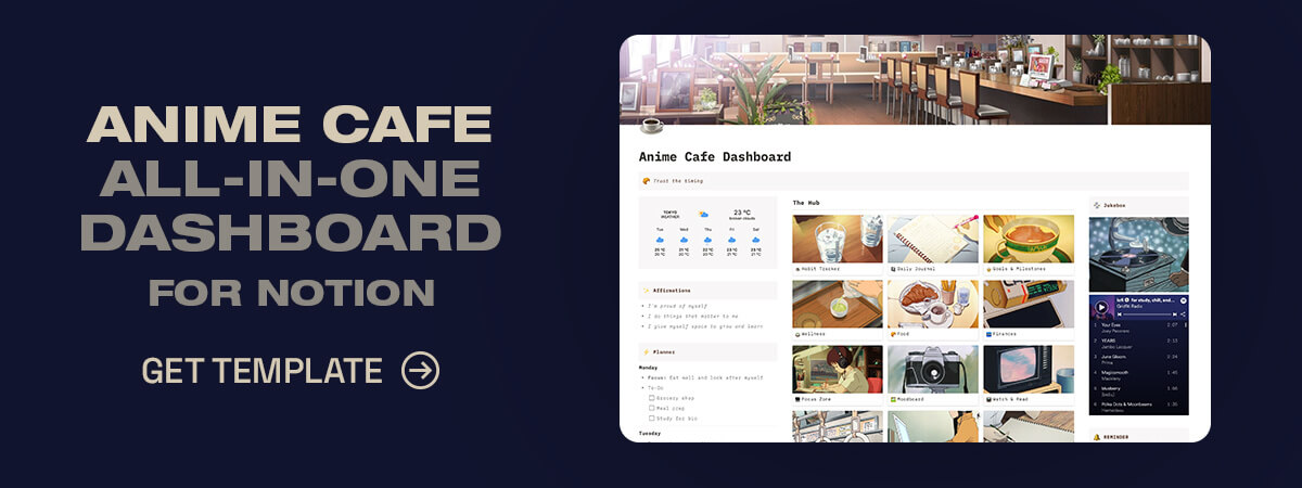 Aesthetic Anime Cafe Template for Notion