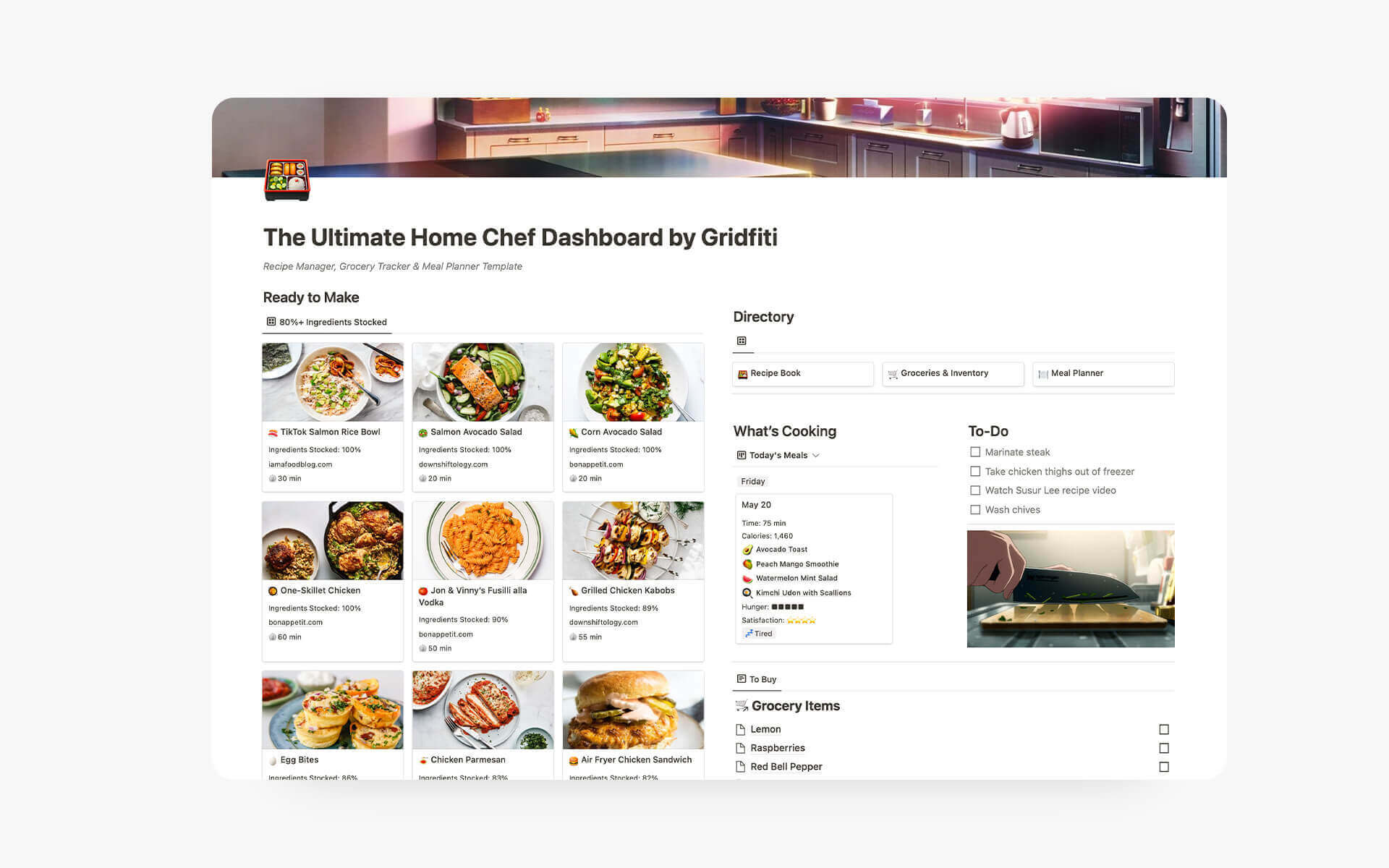Meal Planner Dashboard for Notion