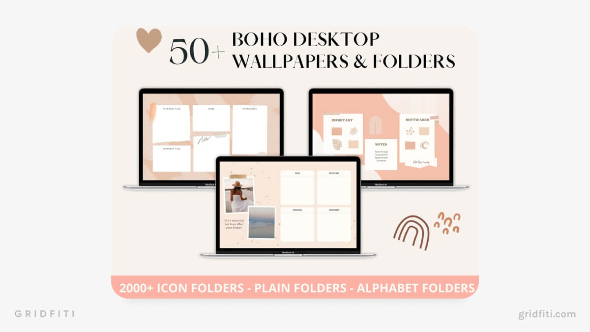 Boho Desktop Organizer Wallpapers Bundle