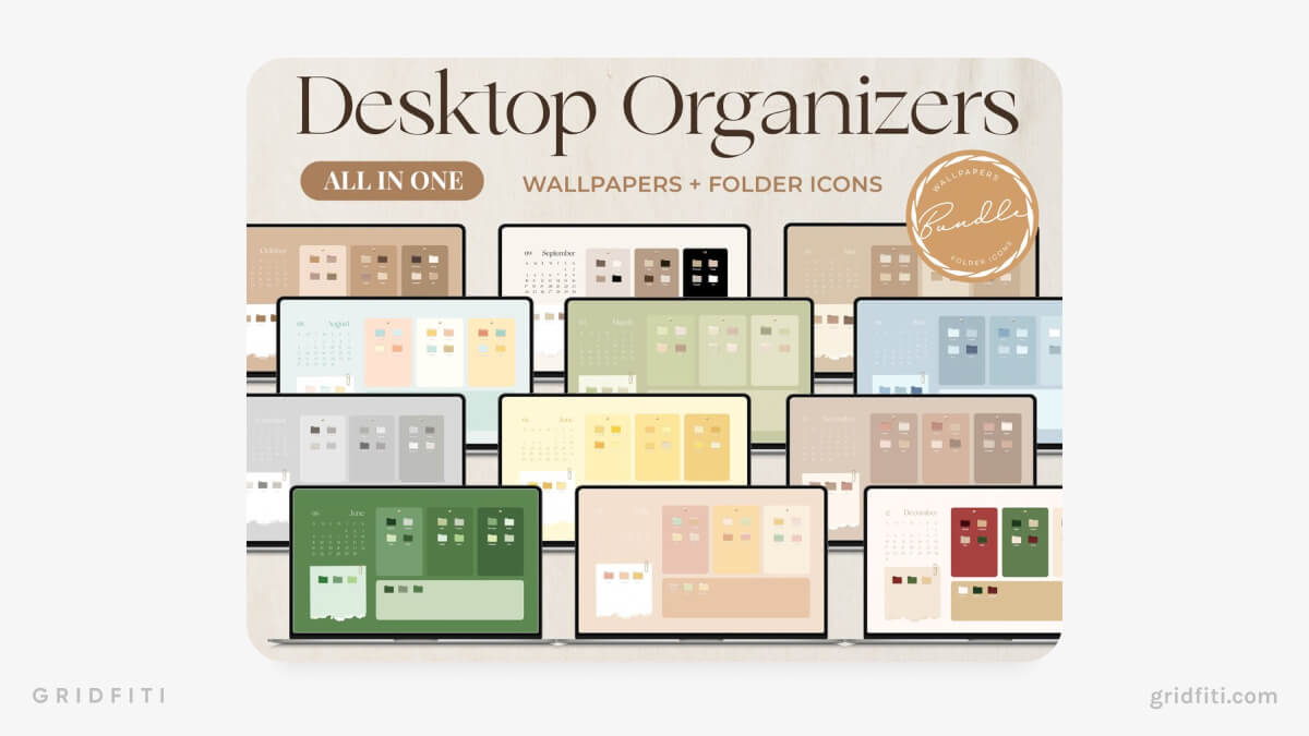 All-in-One Desktop Organizer Wallpapers & Folder Icons Bundle