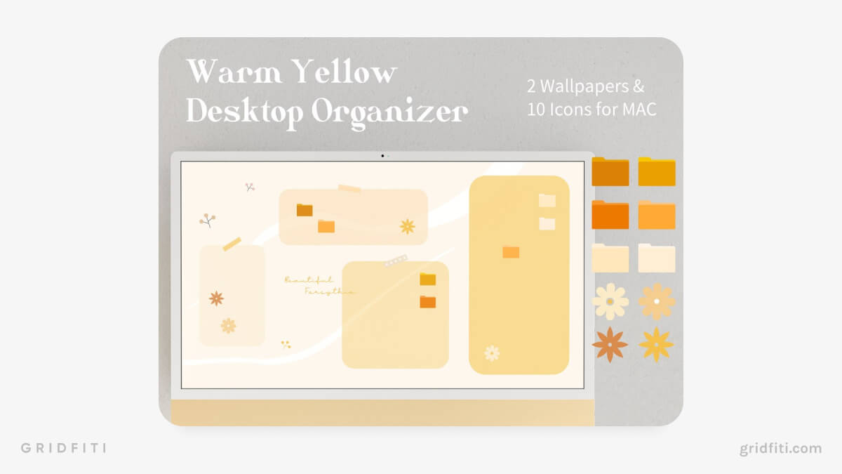 Yellow Desktop Organizer Wallpaper