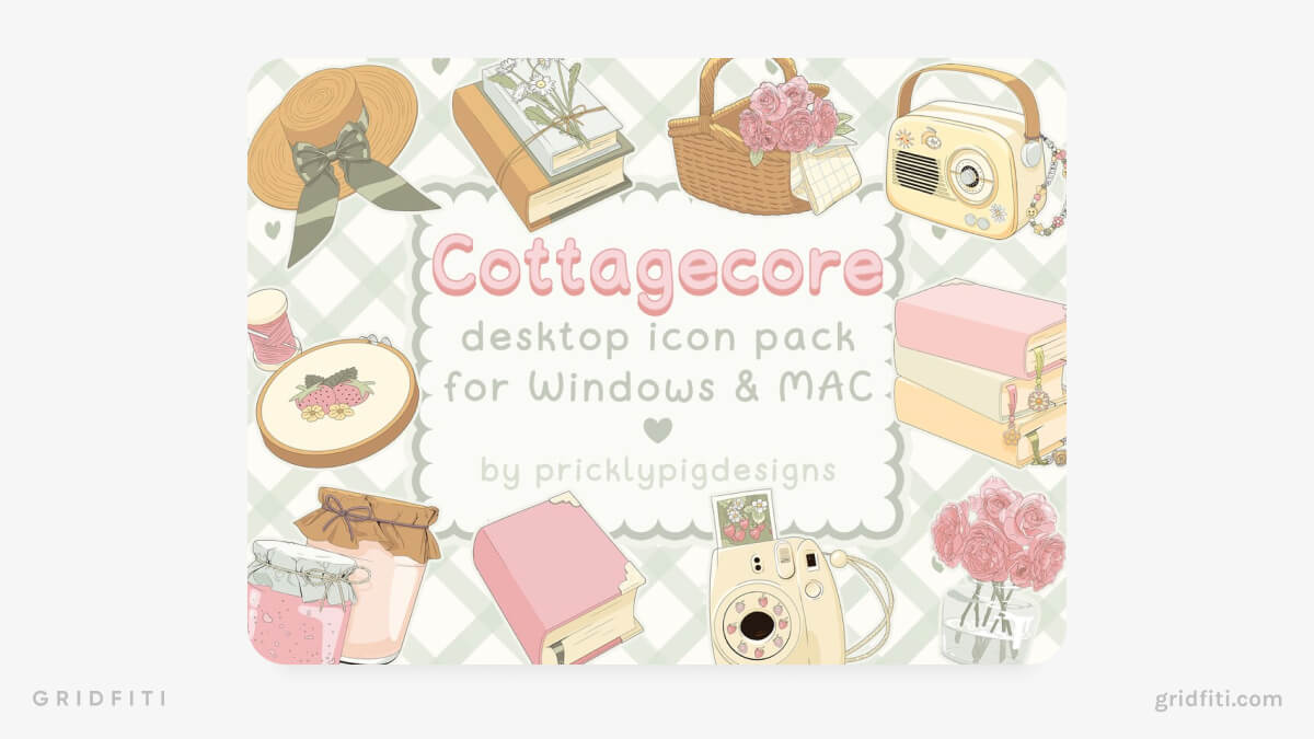 Cottagecore Dream Aesthetic Desktop Folder Icons & Organizer Wallpapers