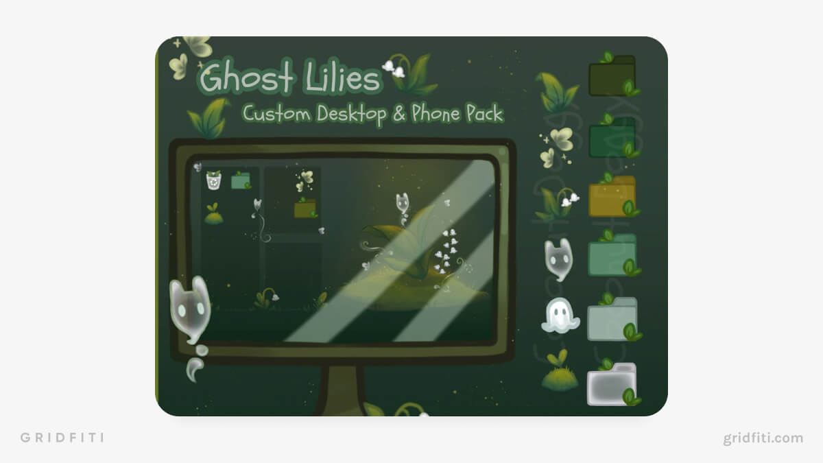 Ghost Lilies Desktop & Phone Organizer Wallpaper Set