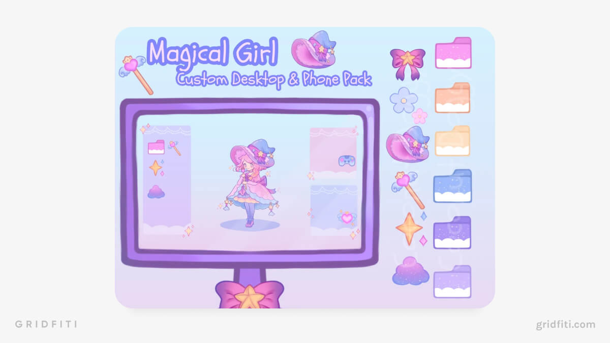 Magical Girl Desktop Organizer Wallpaper