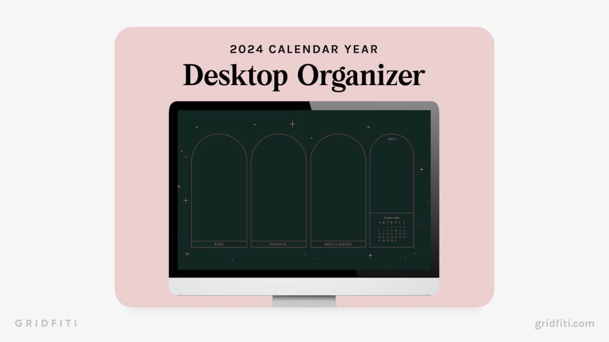 Dark Green 2024 Desktop Calendar Wallpaper