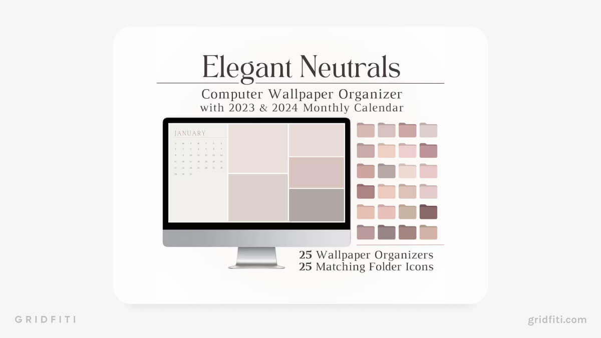 Elegant Neutrals Desktop Organizers with Monthly Calendars