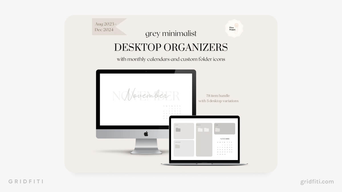 Gray Minimalist Desktop Organizer Wallpapers