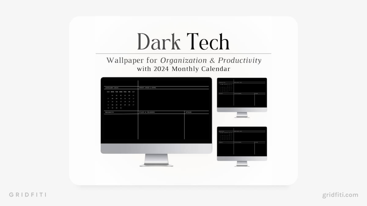 Dark Tech Desktop Organizer Wallpaper
