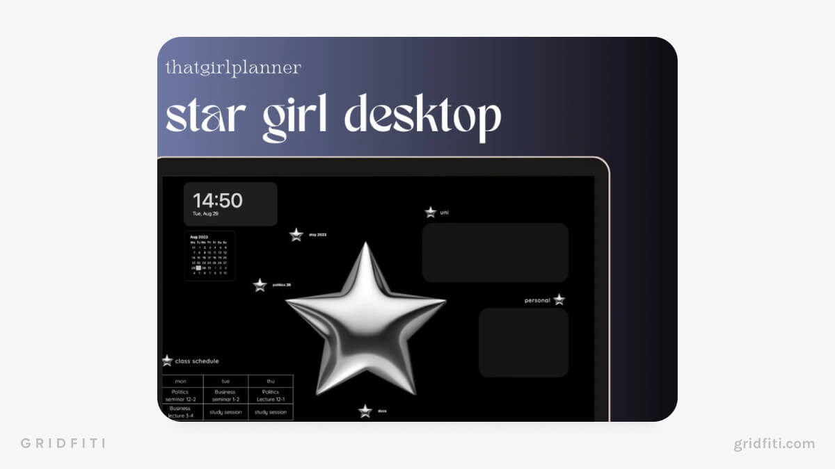Star Girl Desktop Organizer Wallpaper & Widget Set