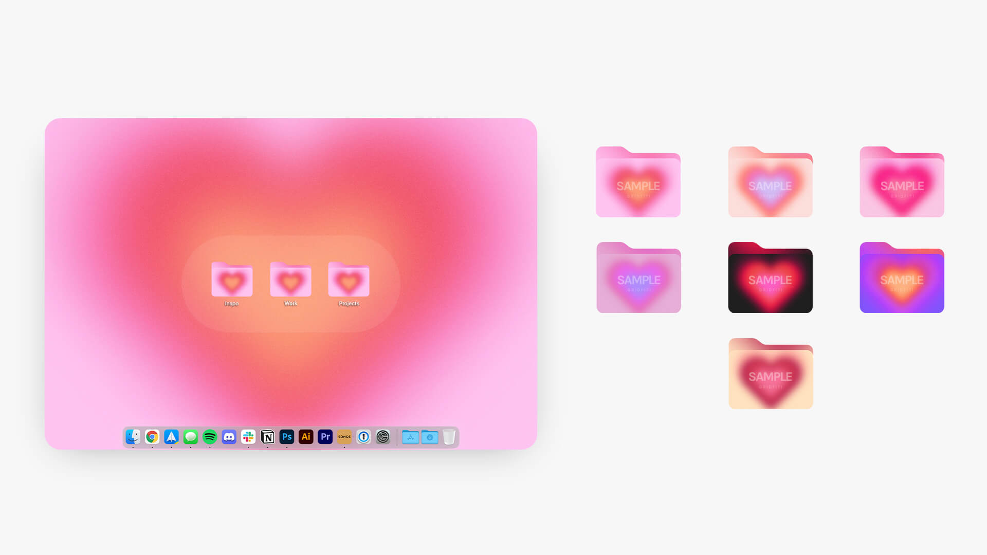 Aesthetic Aura Heart Folder Icons