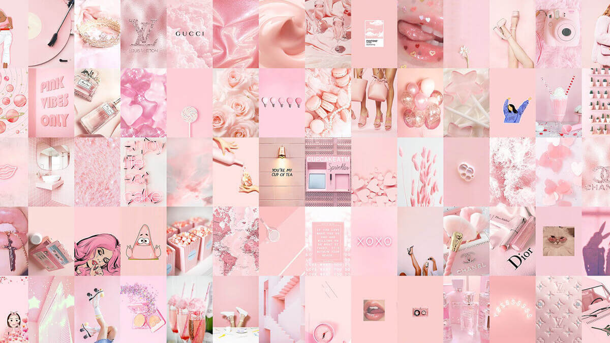 Pink Aesthetic Photo Collage Wall