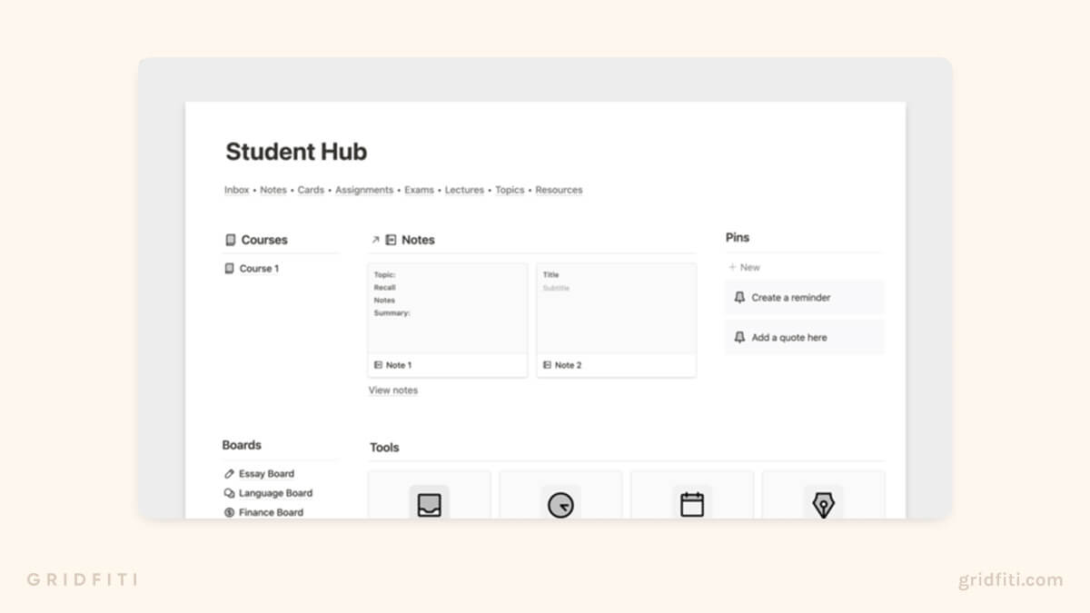 Minimalist Notion Template for Students