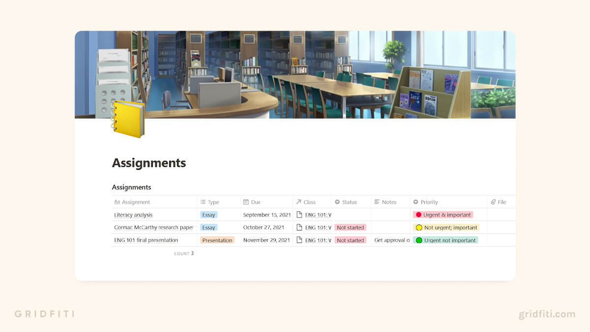 Notion Student Template Assignments