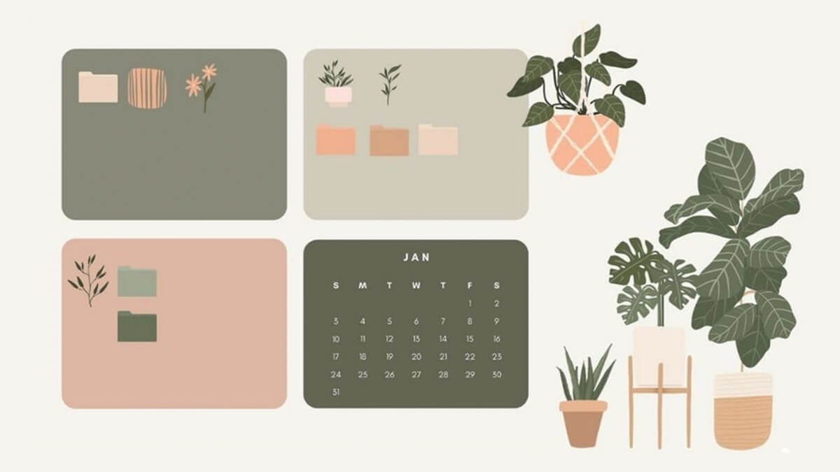 Desktop Organizer Wallpaper With Calendar