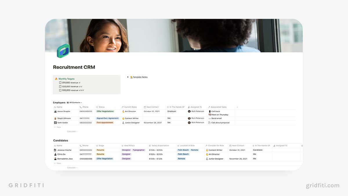 Recruitment CRM Template for Notion