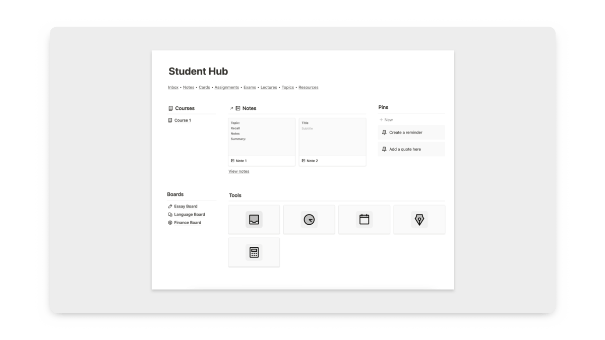 Notion Dashboard for Students