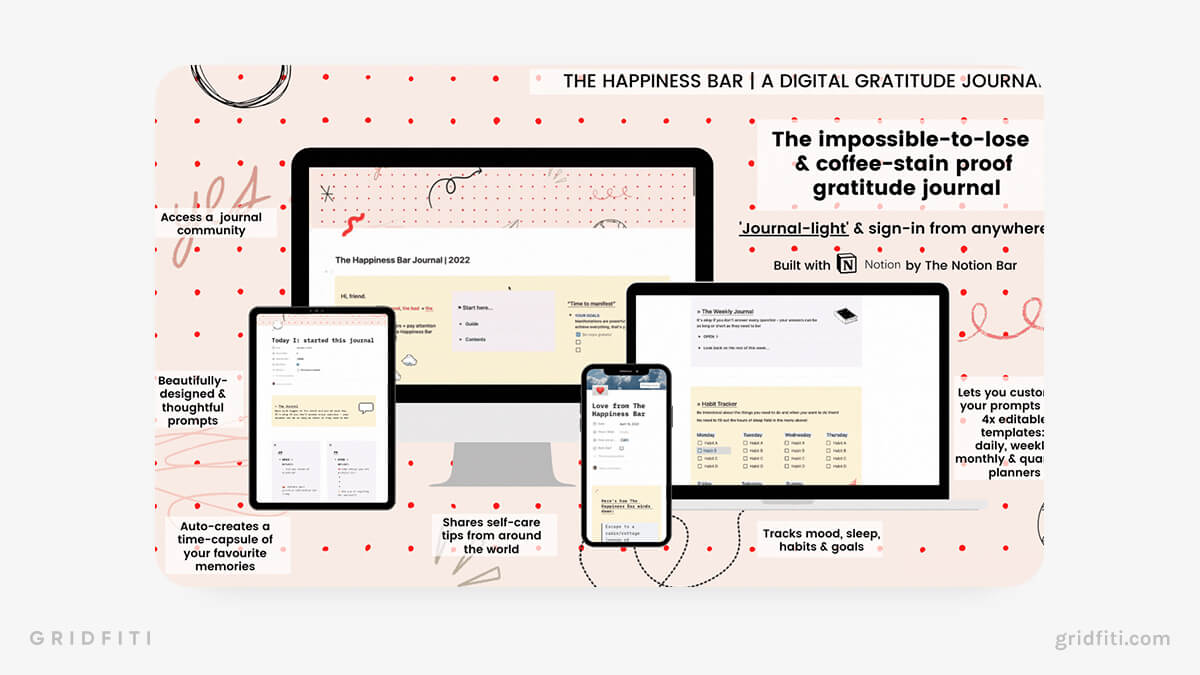 Notion Mindfulness & Gratitude Journal Templates